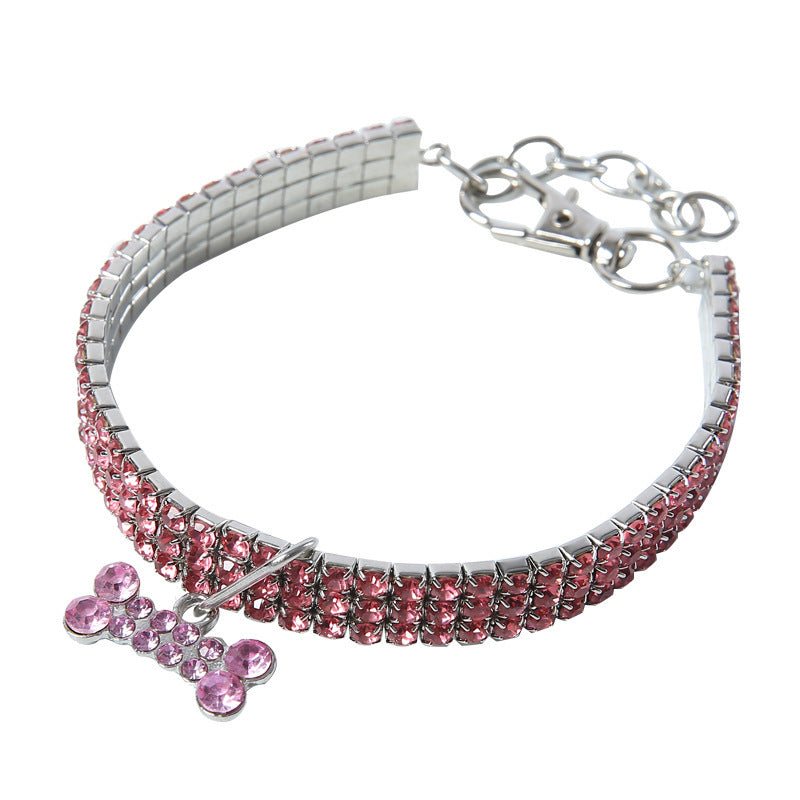 Bling Rhinestone Dog Collar Crystal Puppy Chihuahua Pet Dog Collars Leash For Small Medium Dogs Cats - EL CHEG