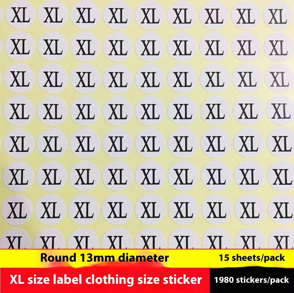 Clothes Size Sticker Digital Adhesive Sticker