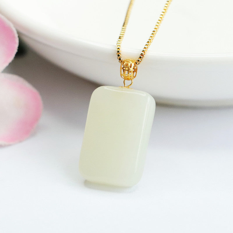 Hotian Jade Pendant High-grade Temperament Titanium Steel All-match Clavicle Chain Female