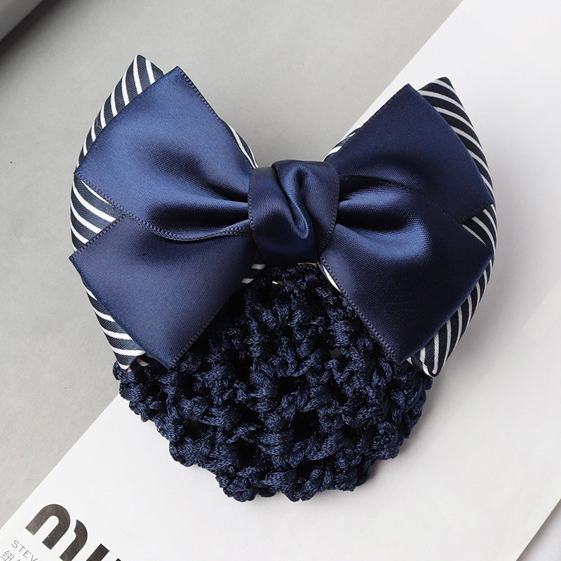 Professional Headdress Flower Bow Net Pocket Worker Work Plate Hair Clip Ornament