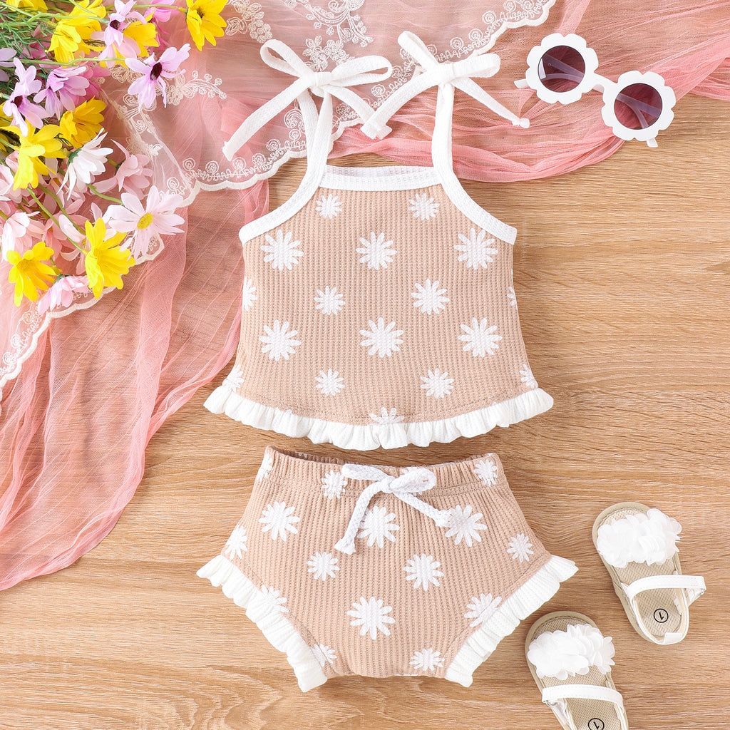 Waffle Two-piece Set Baby Triangle Shorts Suit