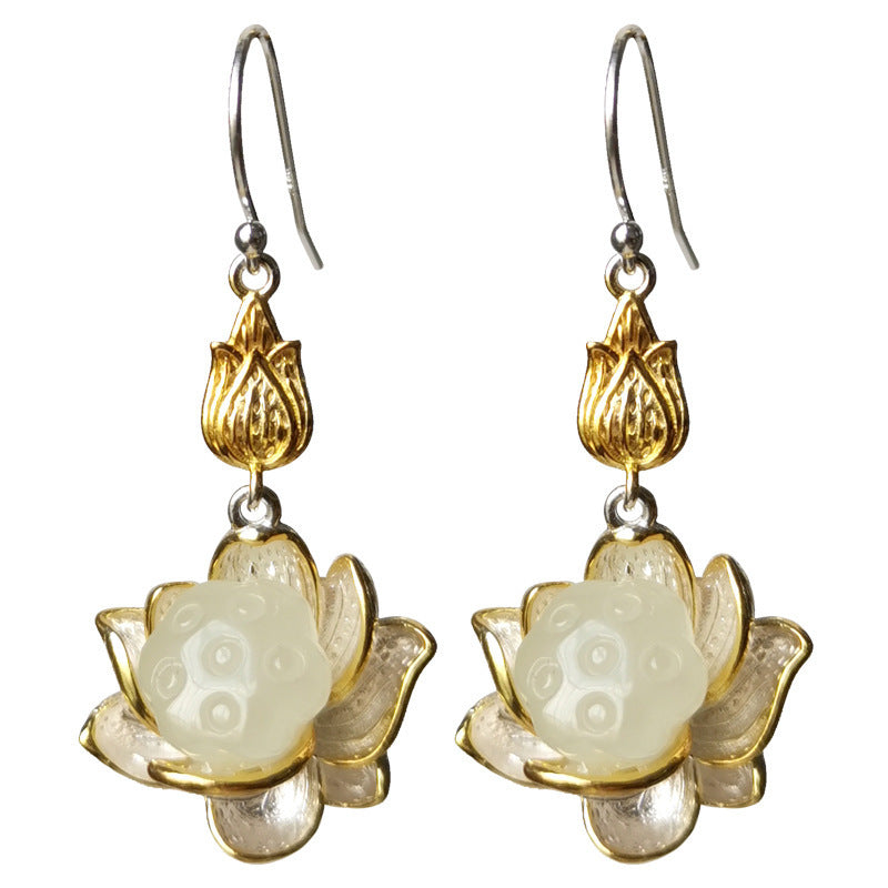 Women's Retro Anemone Eardrops Hairpin Necklace