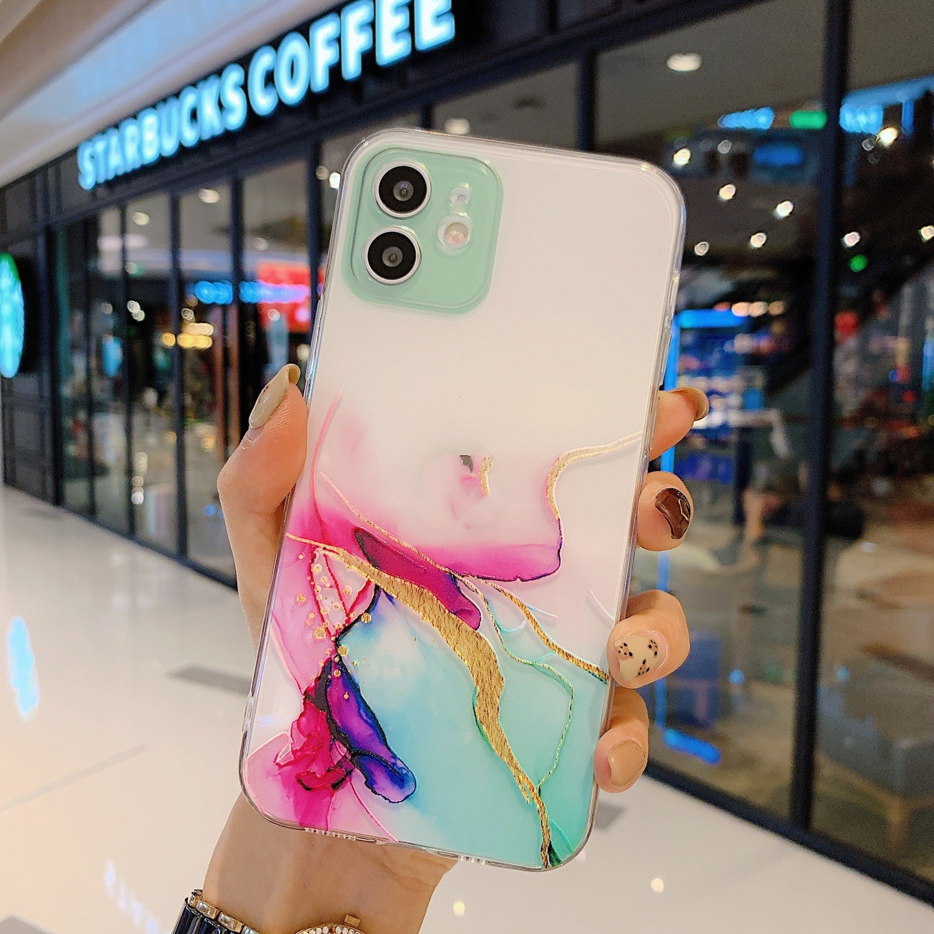 Fine Hole Hollow Marble Tpu Shell Transparent Soft Shell