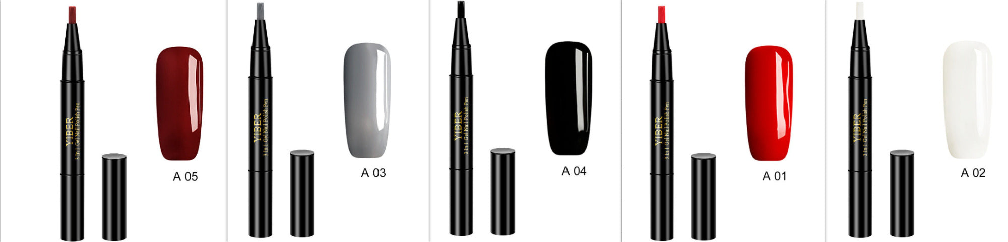 5pcs Nail Polish Pen 3 In 1 One Step Glue Pen Multicolor - EL CHEG