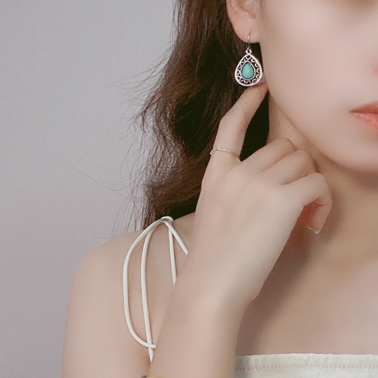 Retro Old Triangle Water Drop Holiday Travel Photo Earrings