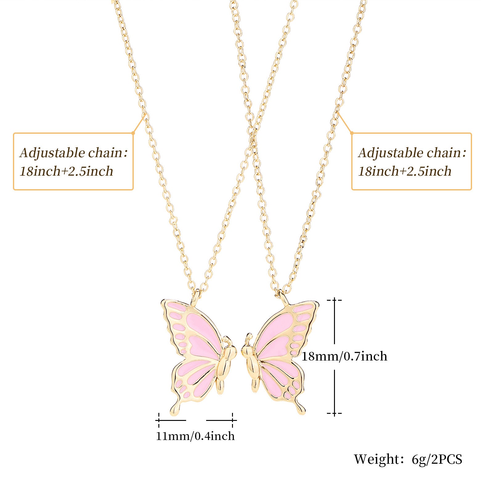 Women's Double Butterfly Drip Oil Pendant Necklace