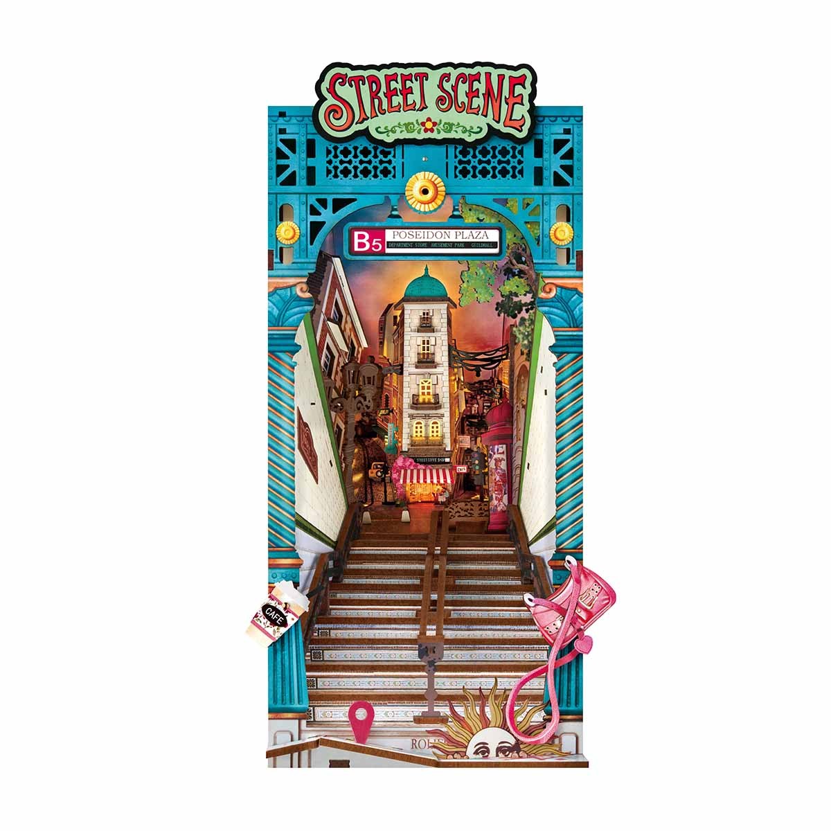 Rolife Book Nook Kit DIY 3D Wooden Miniature Street Scene With LED Lighting For Adults.