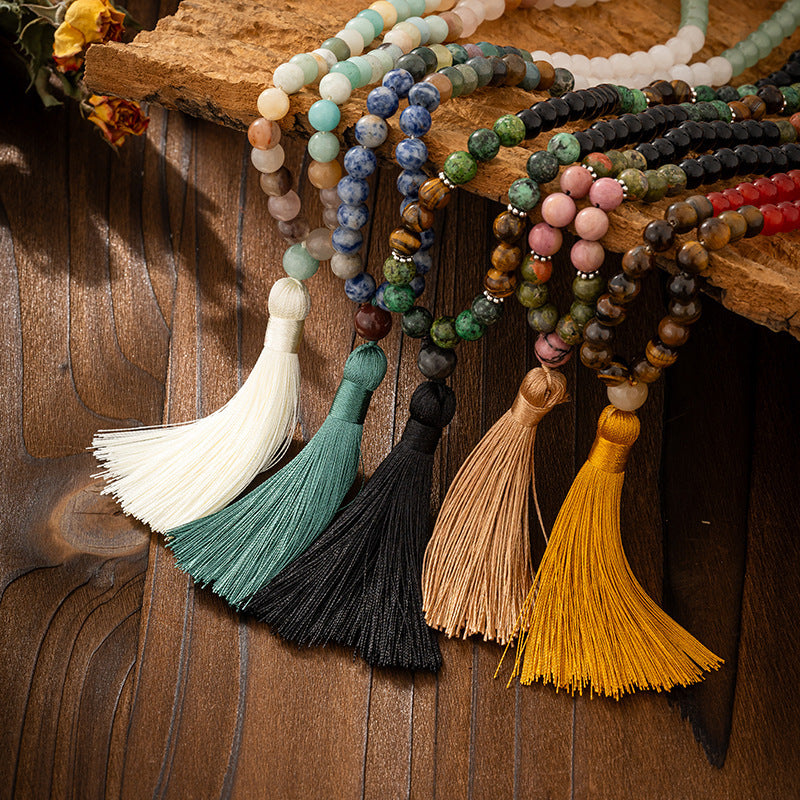 Vintage Tassel Bohemian Style Natural Stone Beaded Long Sweater Chain