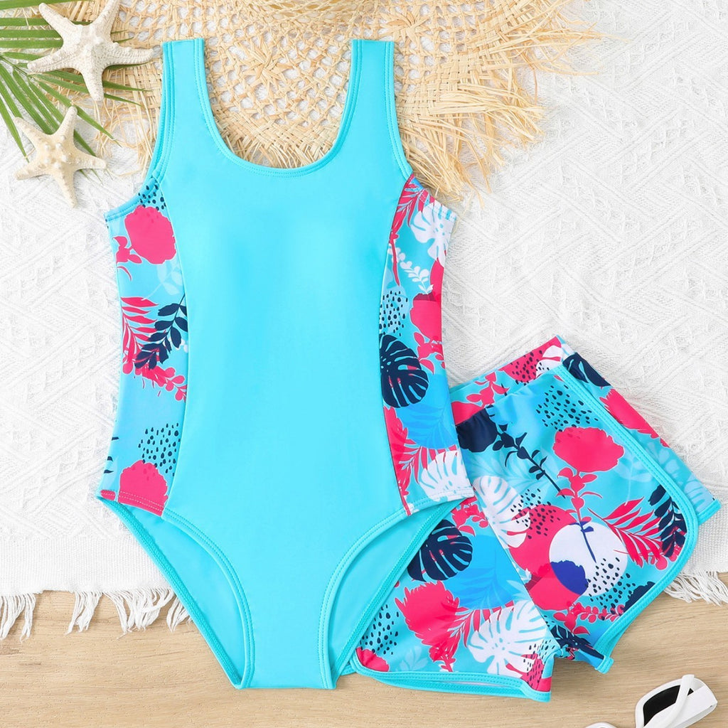 Children's Swimsuit Girls' Middle And Big Children's One-piece Boxers Two Piece Swimwear