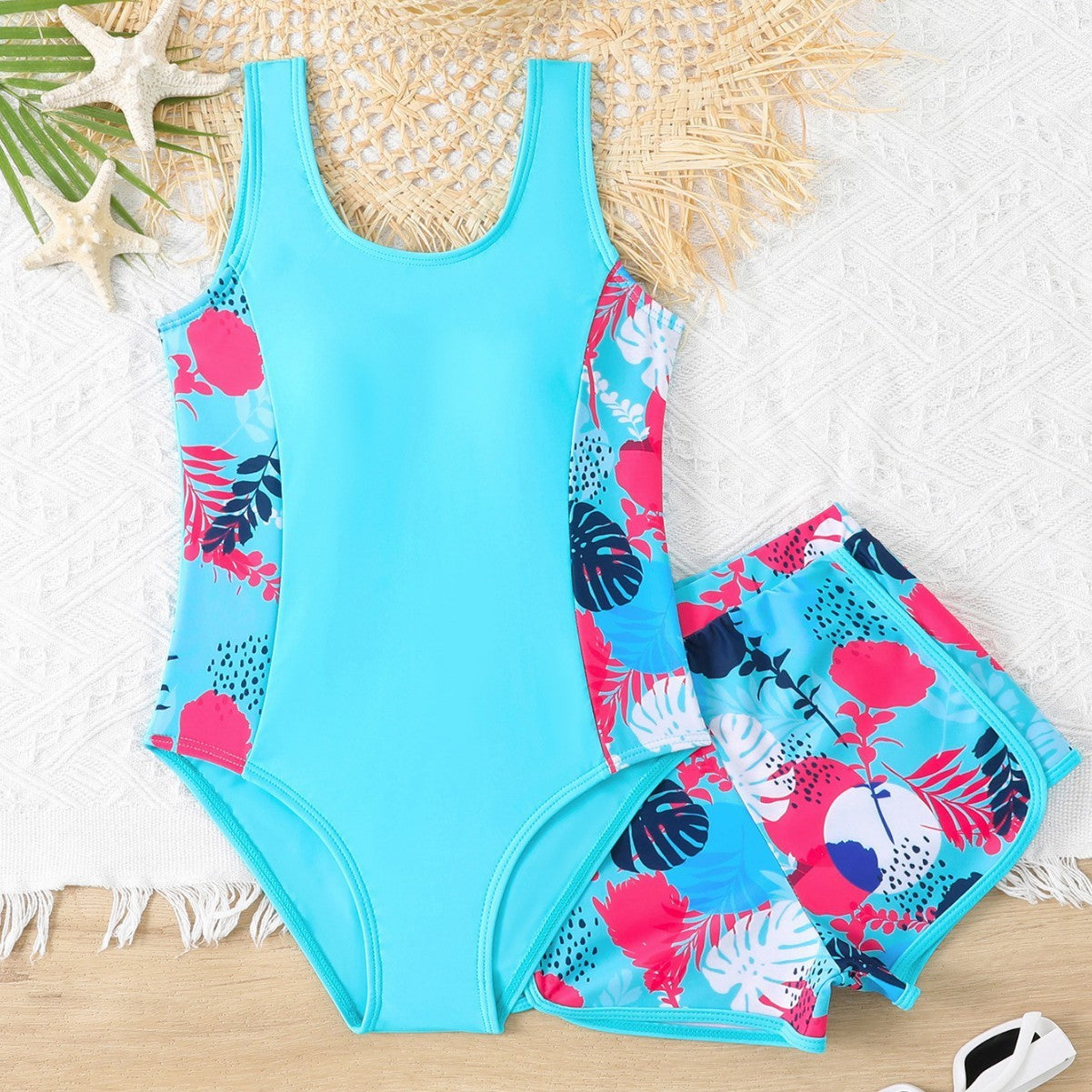 Children's Swimsuit Girls' Middle And Big Children's One-piece Boxers Two Piece Swimwear