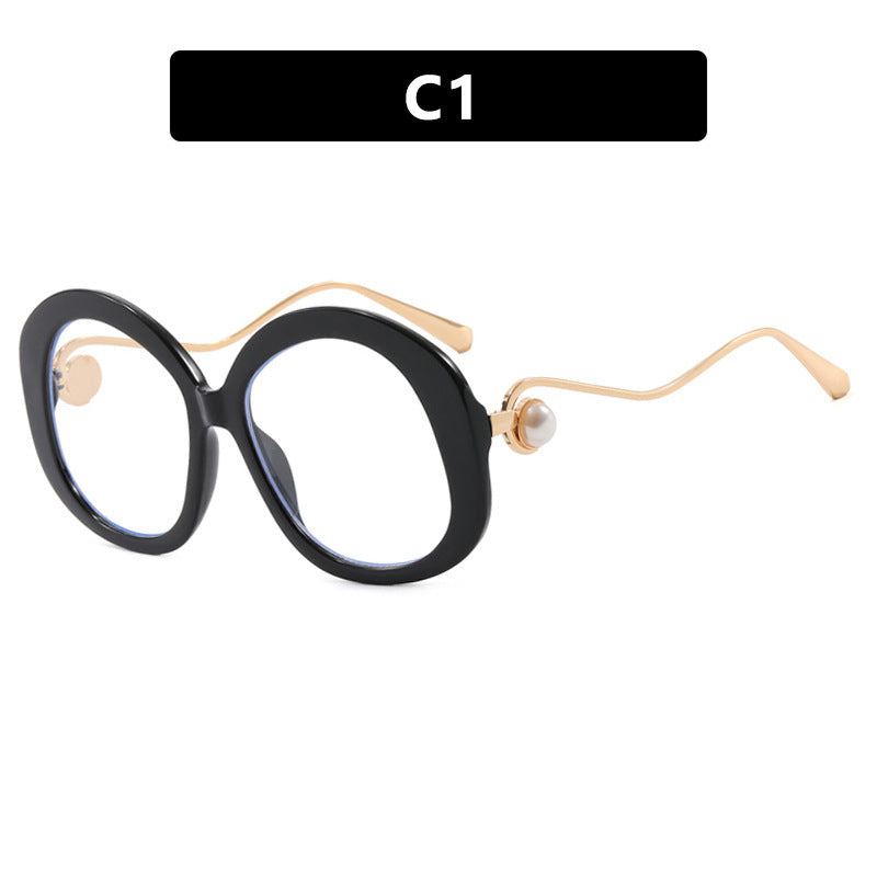 Plain Personality Vintage Pearl Anti-blue Light Glasses