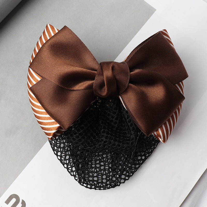 Professional Headdress Flower Bow Net Pocket Worker Work Plate Hair Clip Ornament