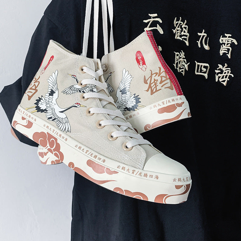 Guochao Hand-painted Yunhe Jiuxiao Canvas Shoes Men's Graffiti Tide Version Couple Leisure