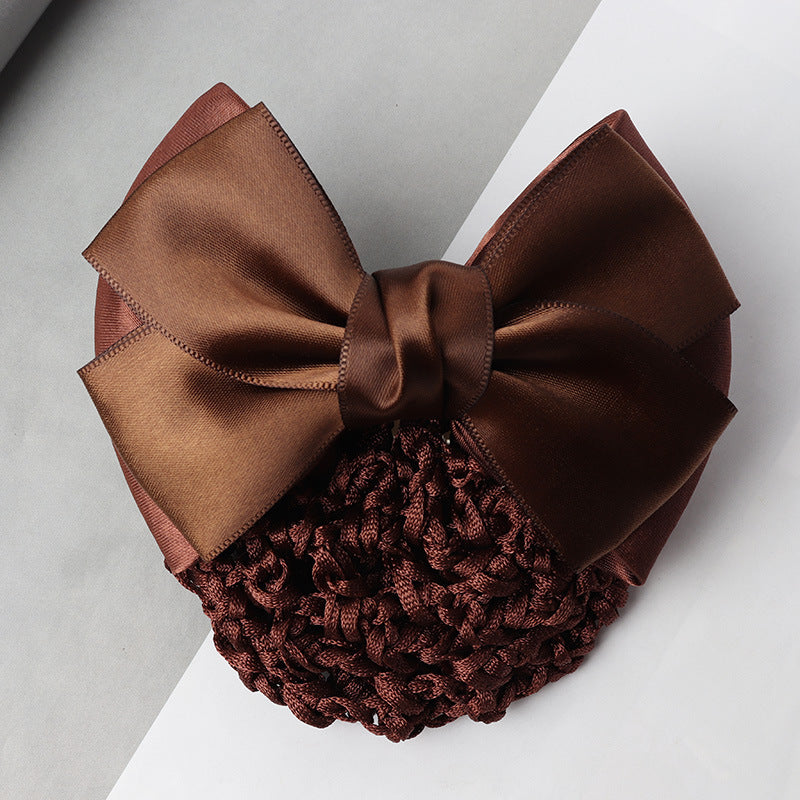 Professional Headdress Flower Bow Net Pocket Worker Work Plate Hair Clip Ornament