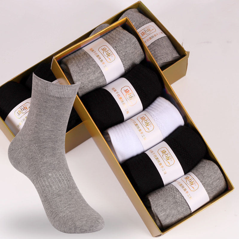 Autumn And Winter Business Men's Combed Cotton Mid-tube Black Socks