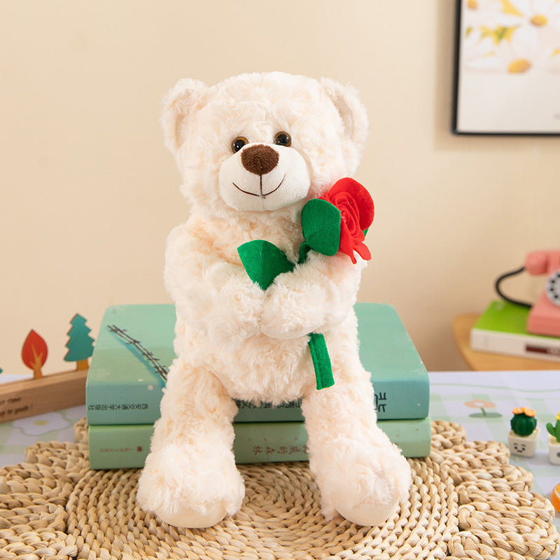 Holding Flower Bear Love Bear Plush Toy.