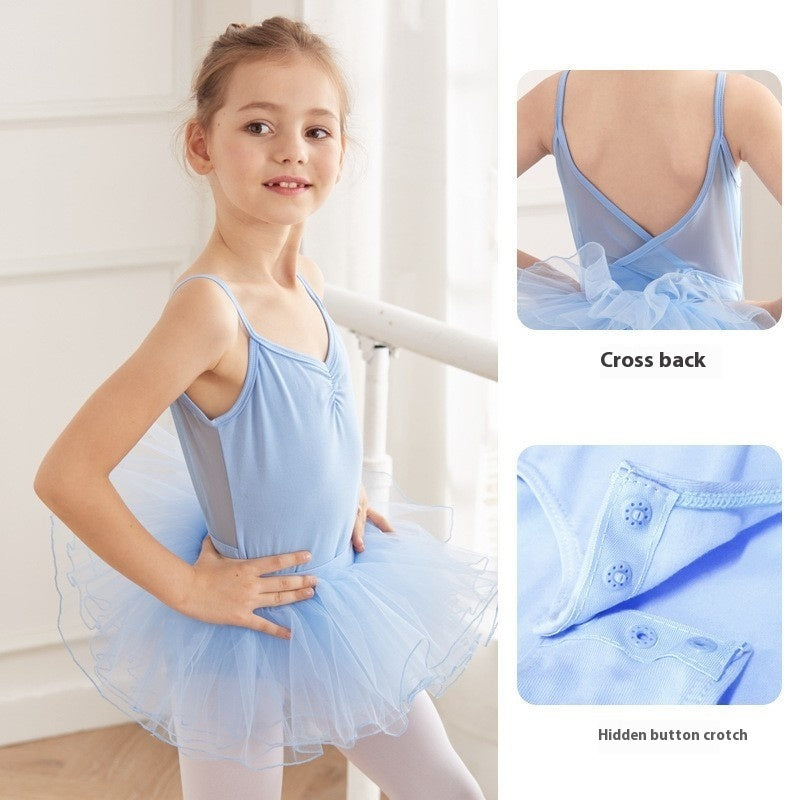 Children's Dancing Clothes Summer Straps Tulle Open Leotards