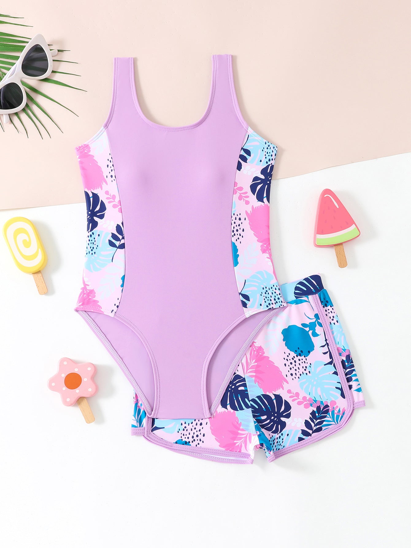Children's Swimsuit Girls' Middle And Big Children's One-piece Boxers Two Piece Swimwear
