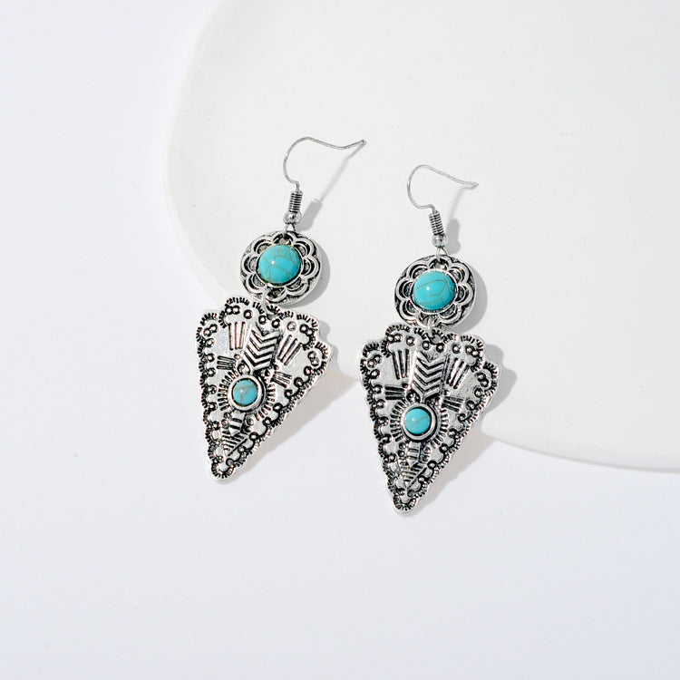 Retro Old Triangle Water Drop Holiday Travel Photo Earrings