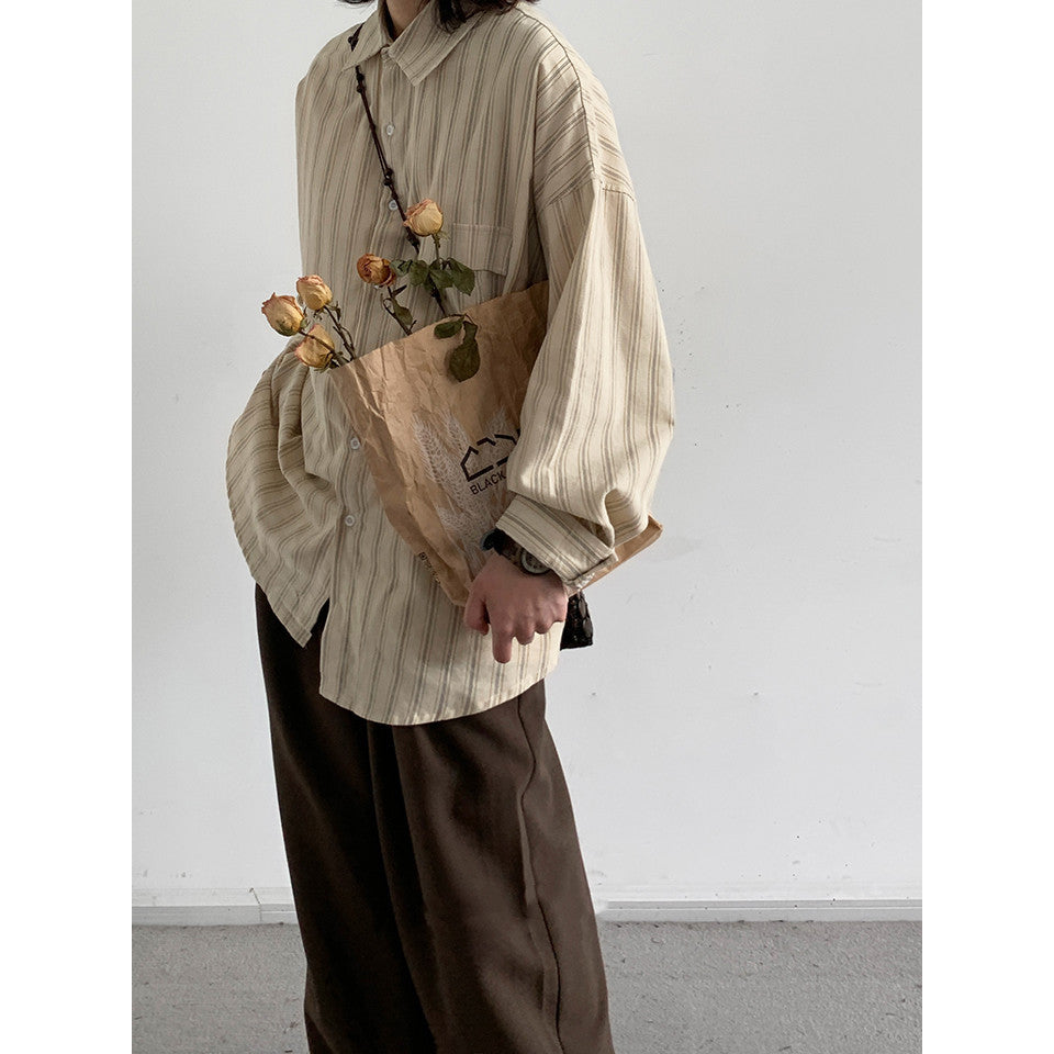 Autumn Vintage Stripe Loose Shirt
