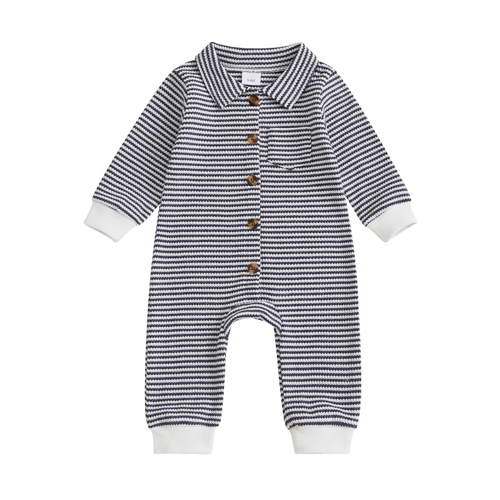 Babies' Jumpsuit Front Open Single-breasted Knitted Long Sleeve