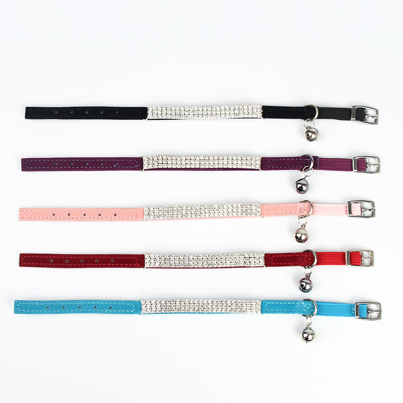 Pet Supplies Rhinestone Suede Cat Collar