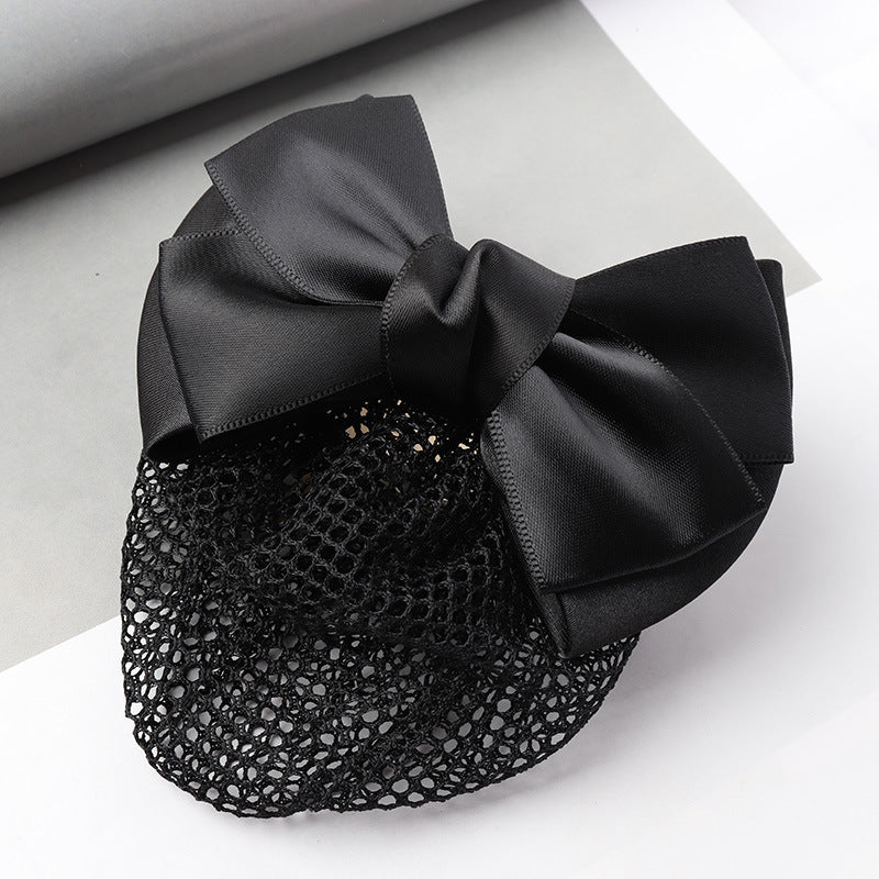 Professional Headdress Flower Bow Net Pocket Worker Work Plate Hair Clip Ornament