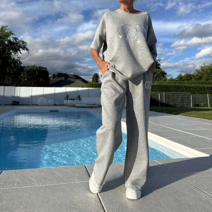 New Women's Casual Fashion Tops Trousers 2 Pieces Suit