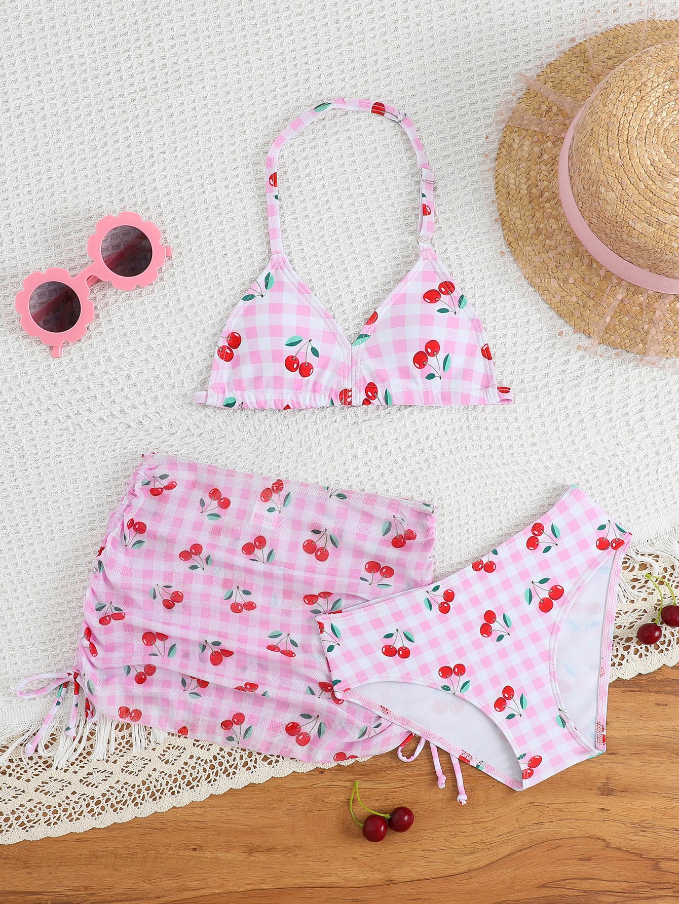 Children's Bikini Swimsuit Girls' Split Three-piece Swimsuit With Chest Pad