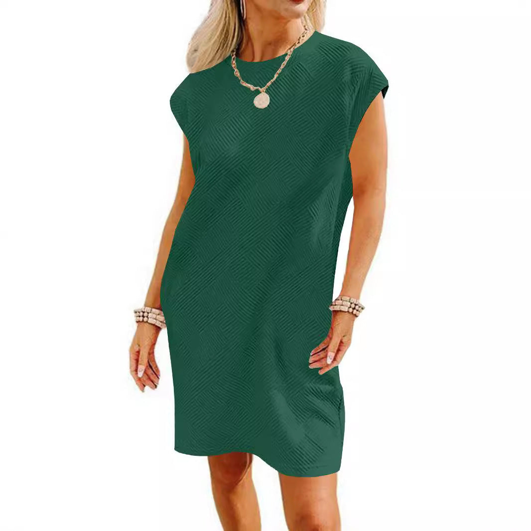 Pocket Texture Fabric Casual Dress Women