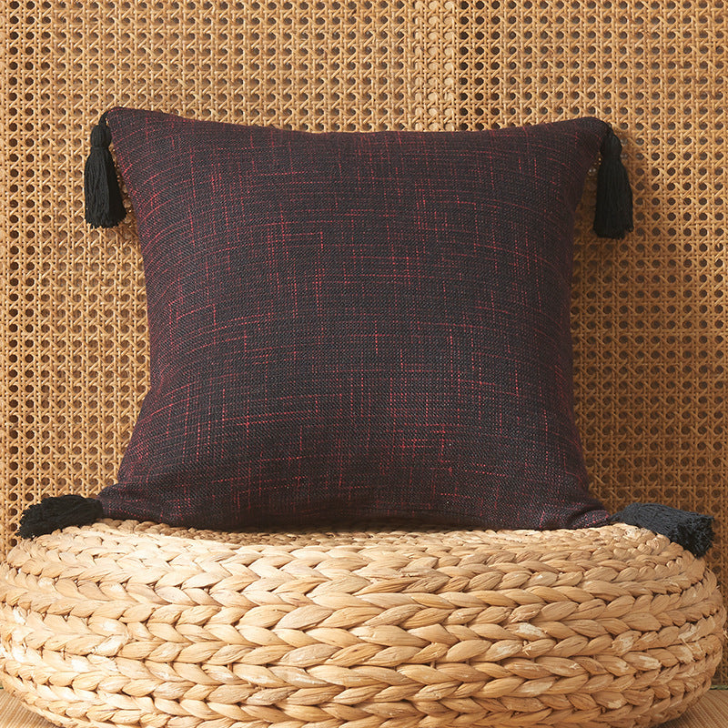 Japanese Solid Color Cotton Linen Fringe Pillow