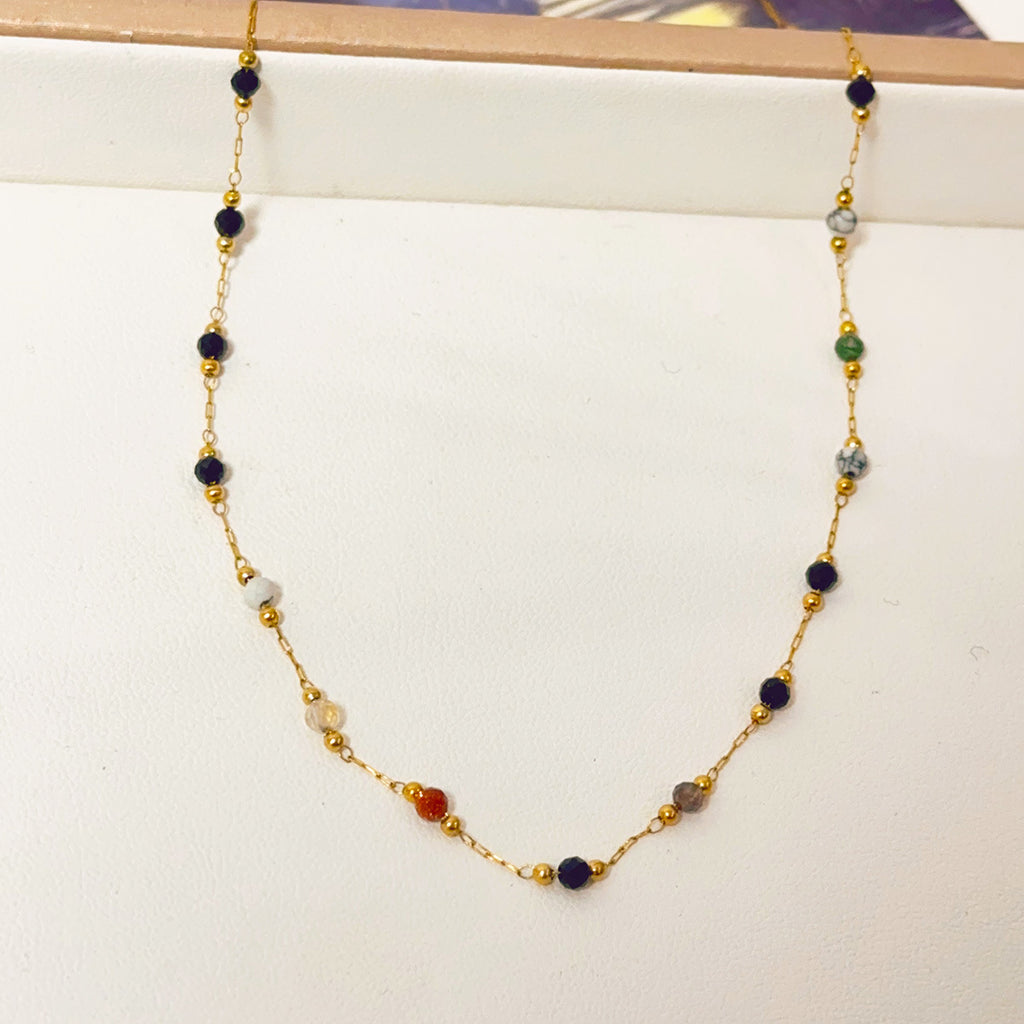 Women's Titanium Steel Retro Simple Natural Stone Necklace