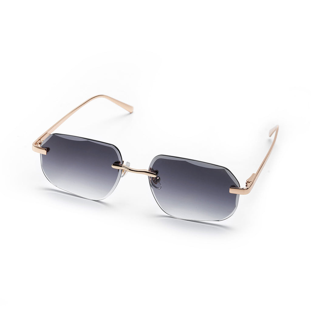 Metal Frameless Diamond Cut Spring Hinge Sunglasses