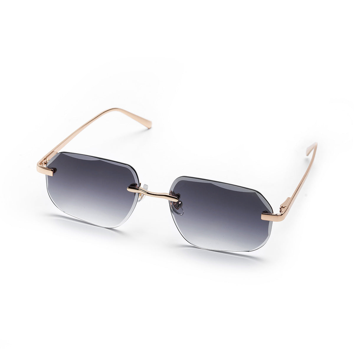 Metal Frameless Diamond Cut Spring Hinge Sunglasses