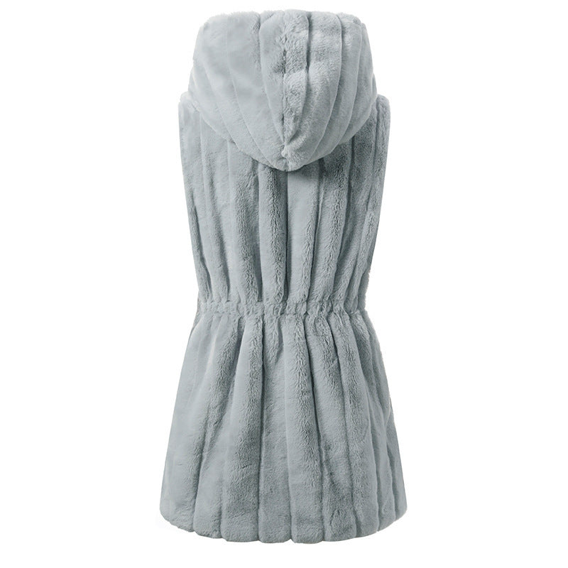 Hooded Vest Women Spring And Autumn Faux Fur Autumn And Winter