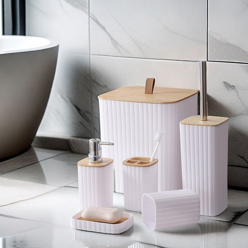 Bathroom Toiletries Six-piece Toilet Brush Toothbrush Cup Soap Box Suit - EL CHEG