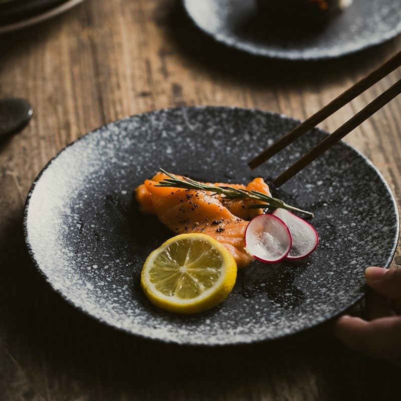 Retro Ceramic Shallow Plate Creative Color Glaze Plate Dish