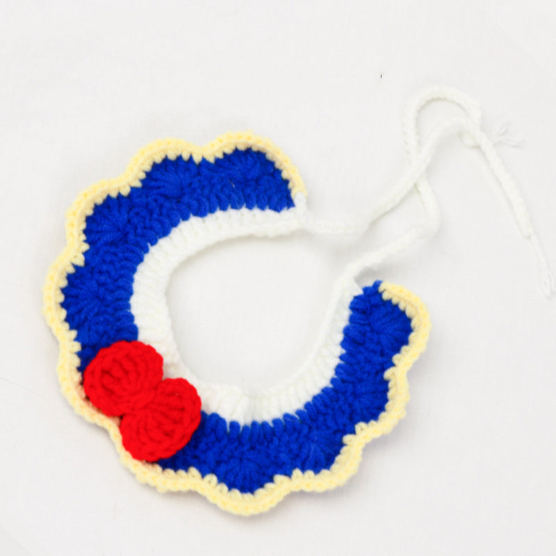 Hand-knitted Adjustable Flower Bow Cat And Dog Collar