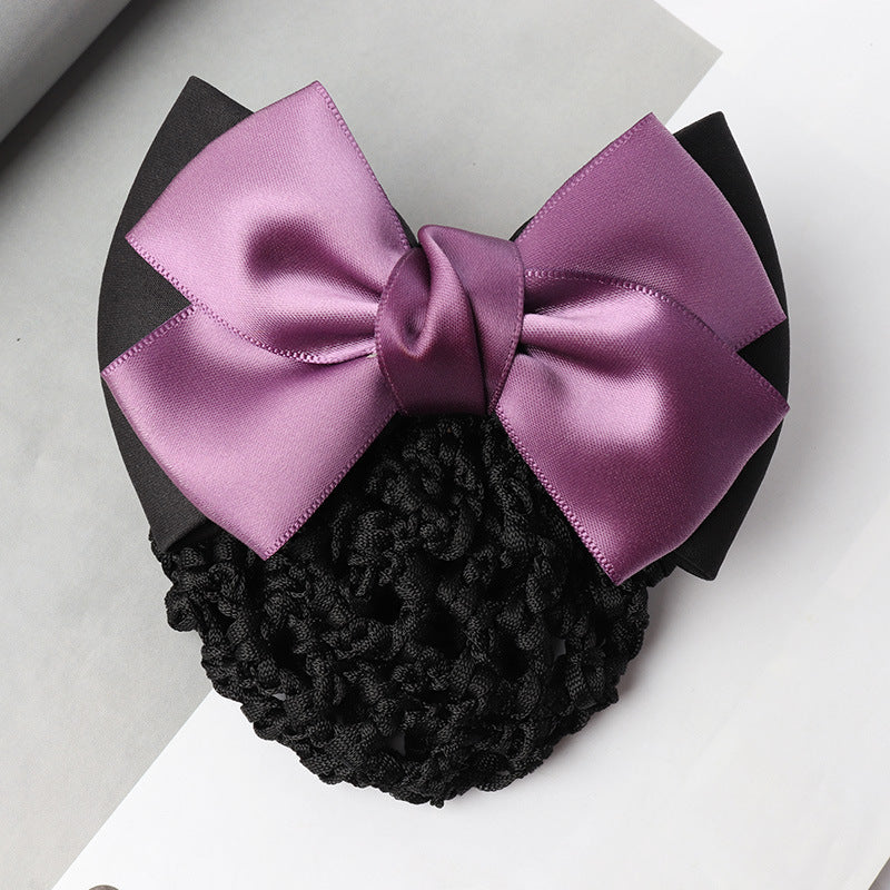 Professional Headdress Flower Bow Net Pocket Worker Work Plate Hair Clip Ornament