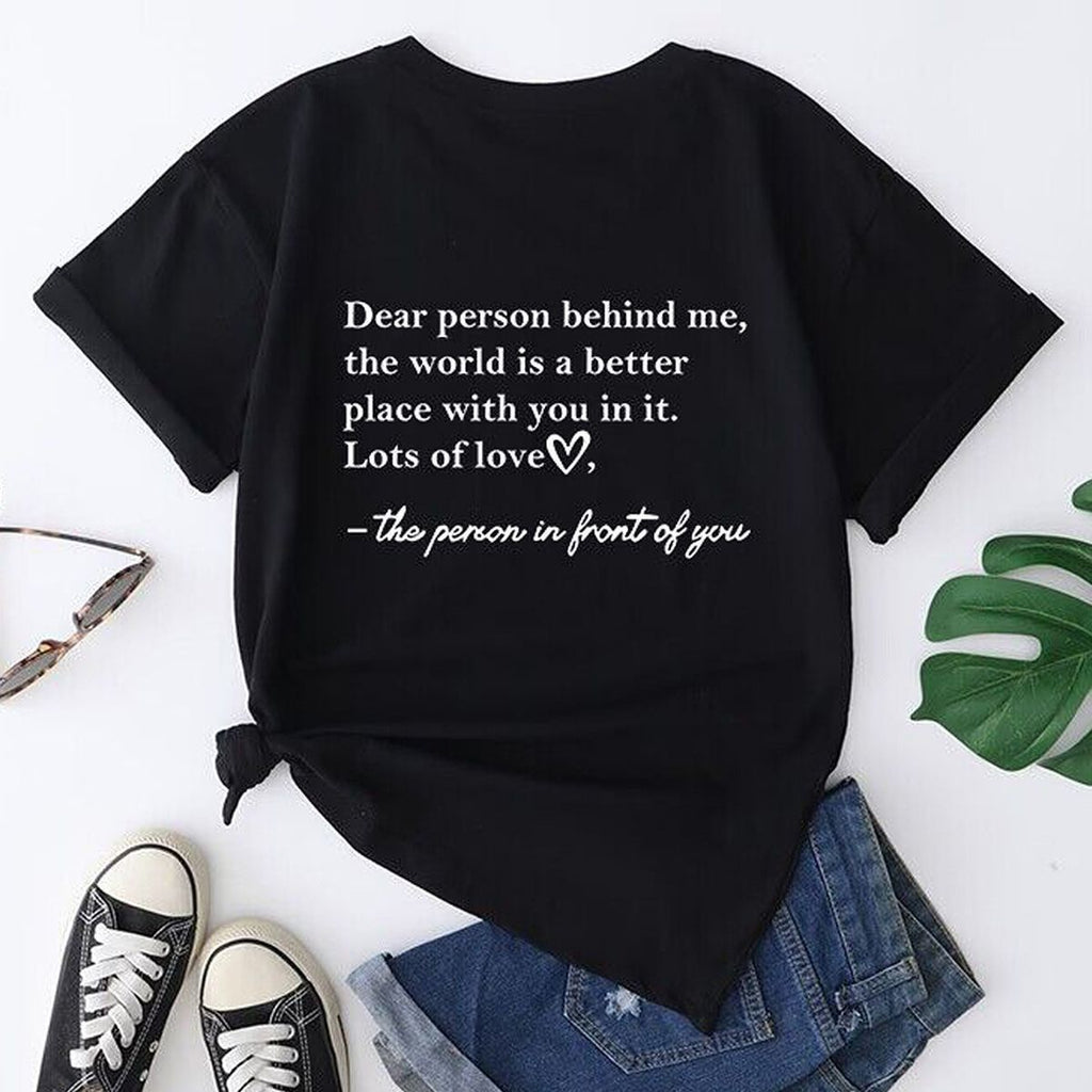 Women's Letter Printed Fashionable Round Neck Short Sleeved Shirt