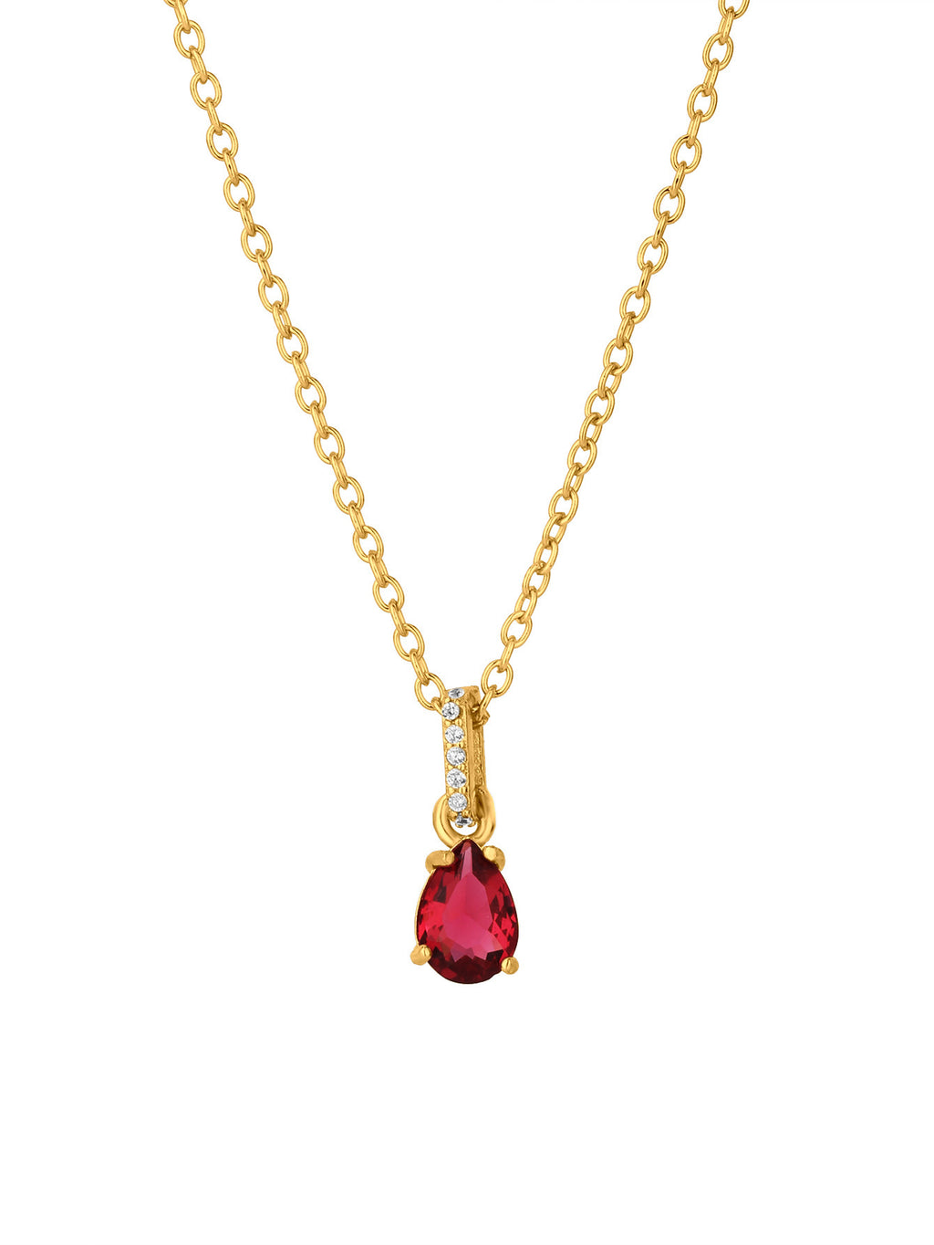 European And American Retro Water Drop Red Treasure Zircon Pendant