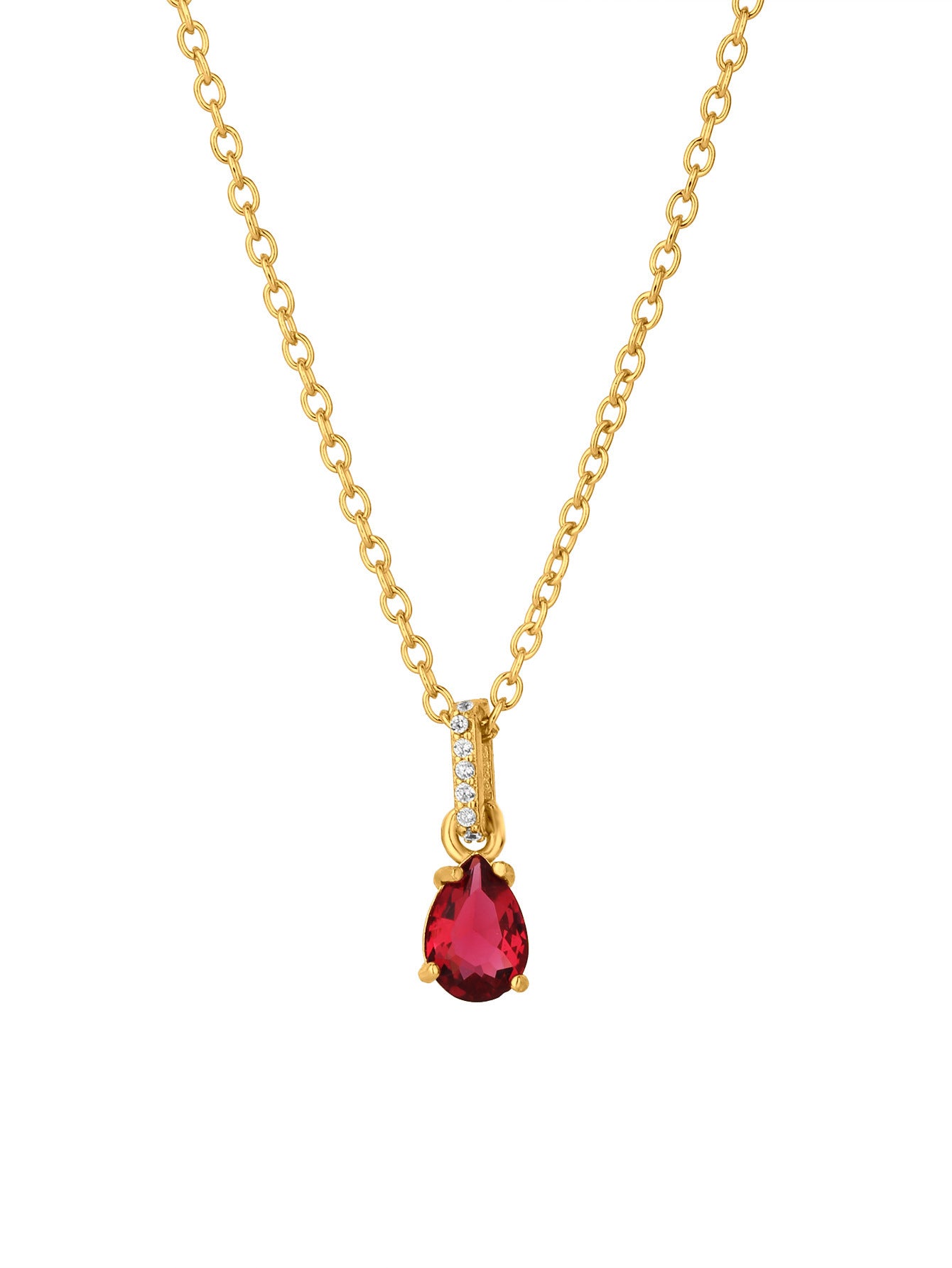 European And American Retro Water Drop Red Treasure Zircon Pendant