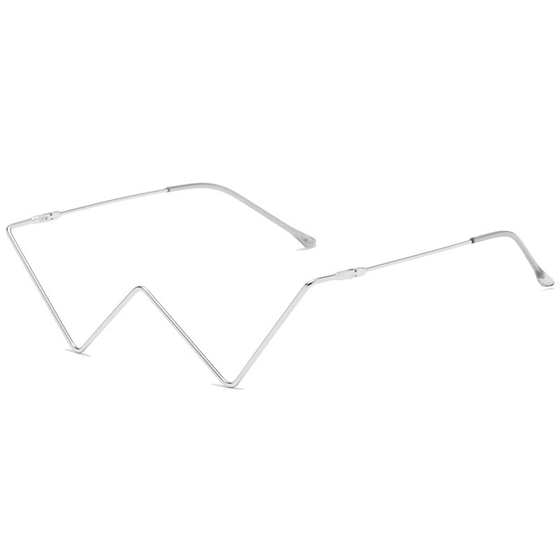 Metal Diamond-studded Glasses Half-frame Street Shooting V-shaped Decorative Frame
