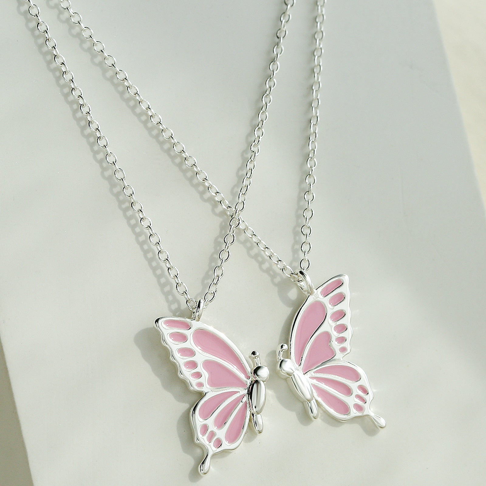 Women's Double Butterfly Drip Oil Pendant Necklace