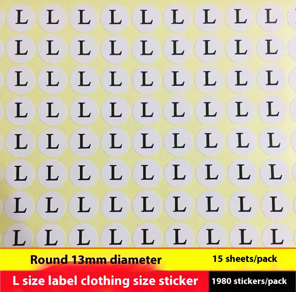 Clothes Size Sticker Digital Adhesive Sticker