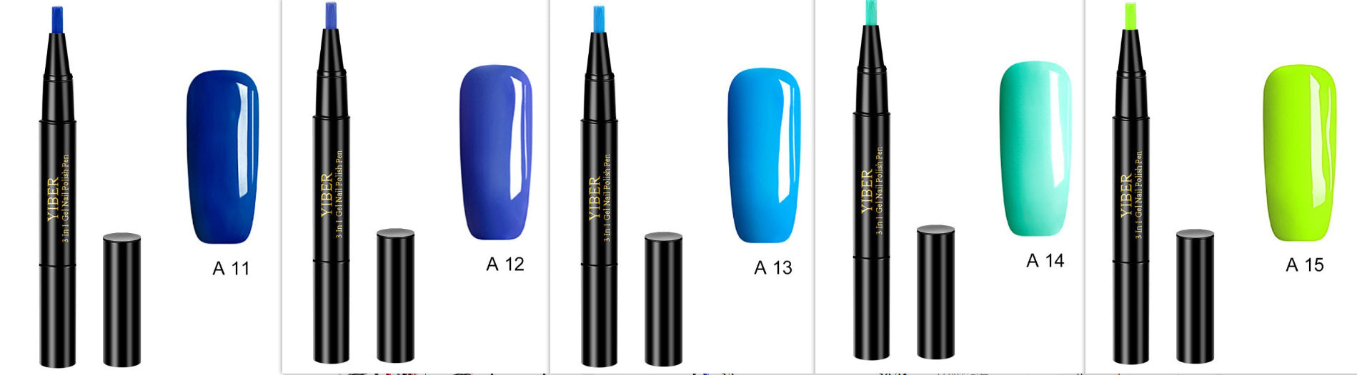 5pcs Nail Polish Pen 3 In 1 One Step Glue Pen Multicolor - EL CHEG