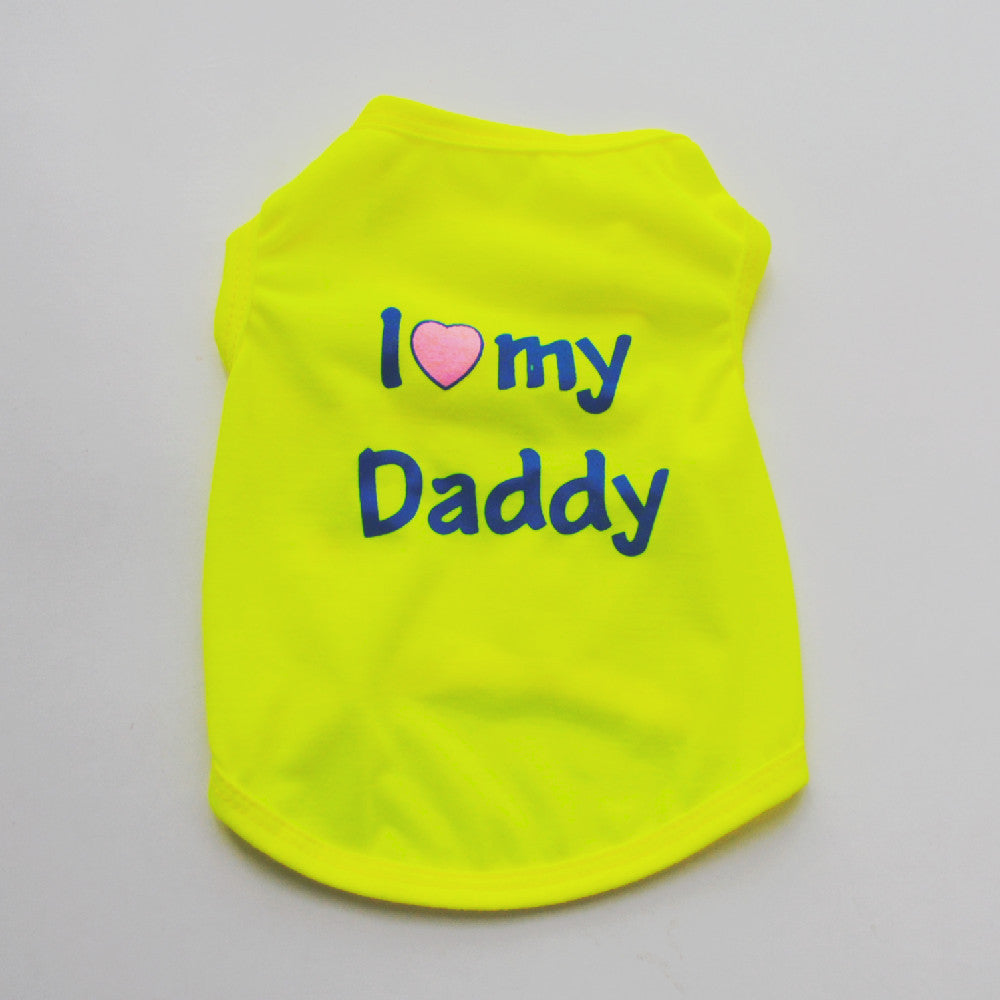 Pet Puppy Clothes Vest Classic Look Love Dad Love Mom