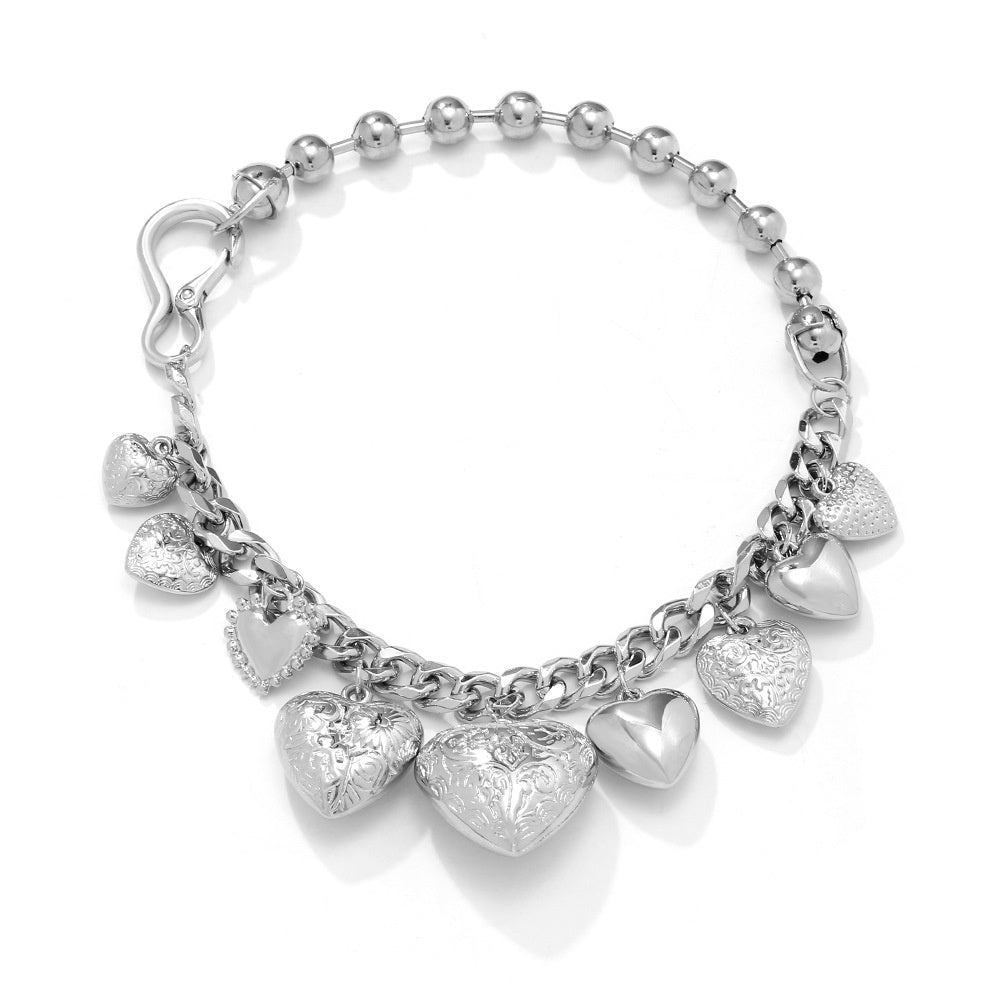 Luxury Style Carved Heart Pendant Necklace