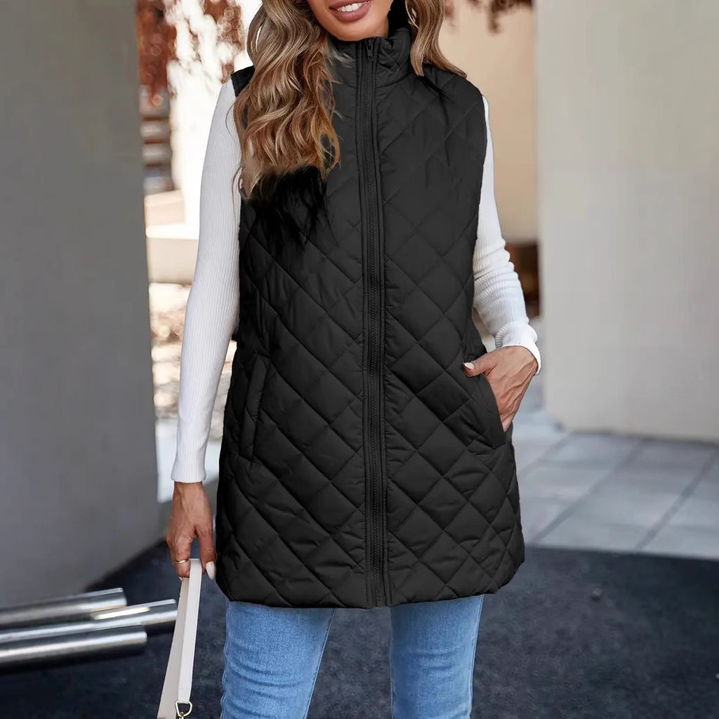 Stand Collar Sleeveless Warm Vest New Zipper Vest