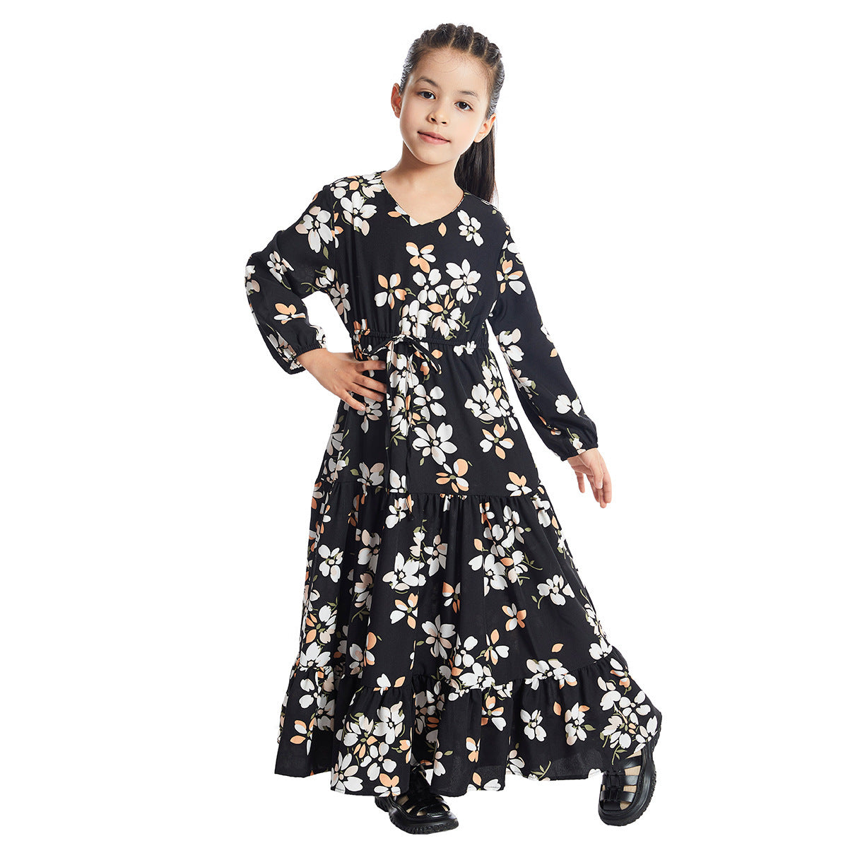 New Hot Sale Long Sleeve Girl Floral Dress